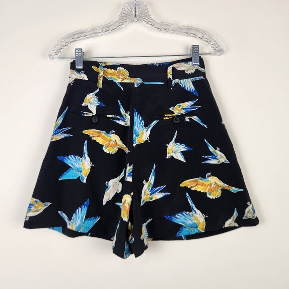 Zara Size XS Bird Print High Waisted Belted Shorts with Pockets - Picture 4 of 6